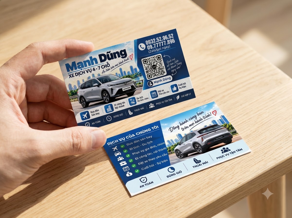 Mẫu danh thiếp xe dịch vụ taxi - in danh thiếp Hà Nội